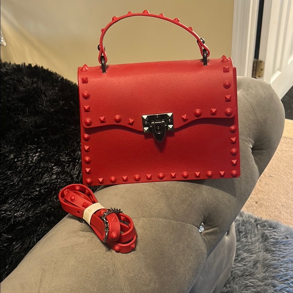 Red Studded jelly Handbag